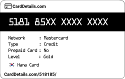 Card Details: 518185