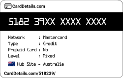 Card Details: 518239