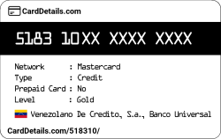 Card Details: 518310