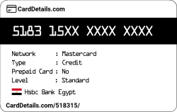 Card Details: 518315