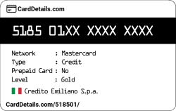 Card Details: 518501