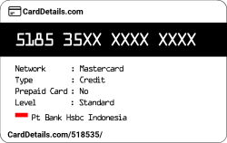 Card Details: 518535