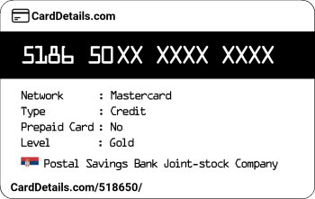 Card Details: 518650