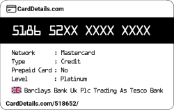 Card Details: 518652