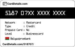 Card Details: 518707