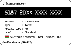 Card Details: 518720
