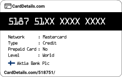 Card Details: 518751