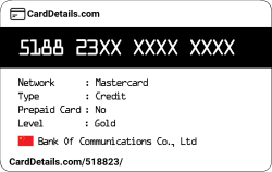 Card Details: 518823