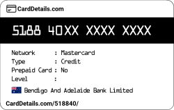 Card Details: 518840