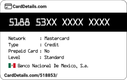 Card Details: 518853