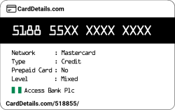Card Details: 518855