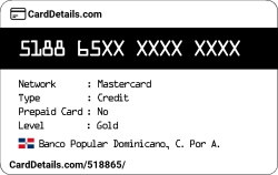 Card Details: 518865
