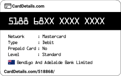 Card Details: 518868
