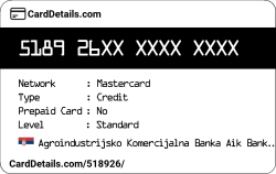 Card Details: 518926