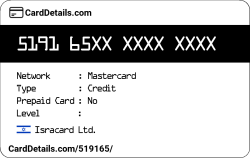 Card Details: 519165