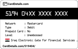 Card Details: 519404