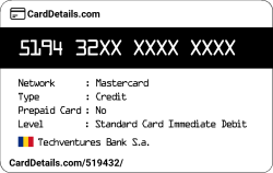 Card Details: 519432