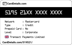 Card Details: 519521
