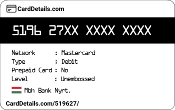 Card Details: 519627