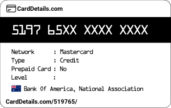 Card Details: 519765
