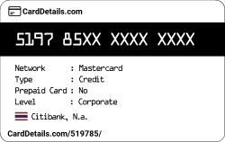 Card Details: 519785