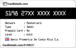 Card Details: 519827
