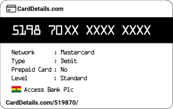 Card Details: 519870
