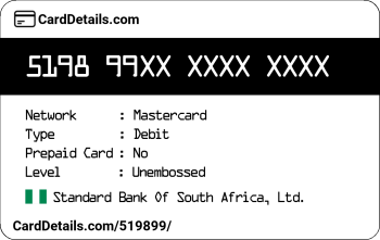 Card Details: 519899