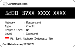 Card Details: 520037