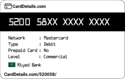 Card Details: 520058