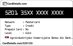 Card Details: 520135
