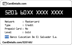 Card Details: 520160