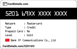 Card Details: 520169