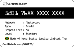 Card Details: 520176