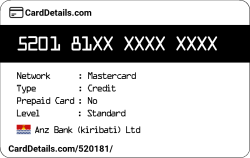 Card Details: 520181