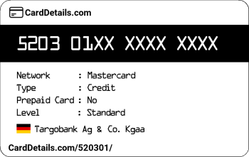Card Details: 520301