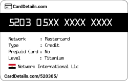 Card Details: 520305