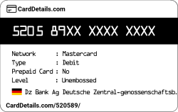 Card Details: 520589