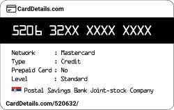 Card Details: 520632