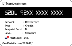 Card Details: 520692