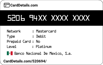 Card Details: 520694
