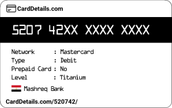 Card Details: 520742