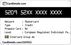 Card Details: 520952