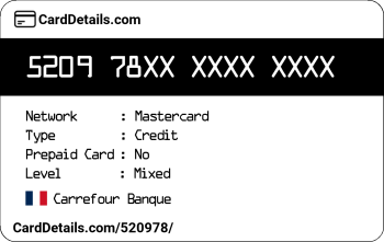 Card Details: 520978