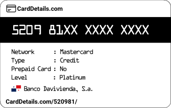 Card Details: 520981