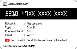 Card Details: 521049