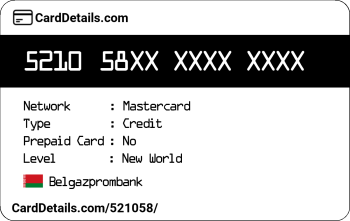 Card Details: 521058
