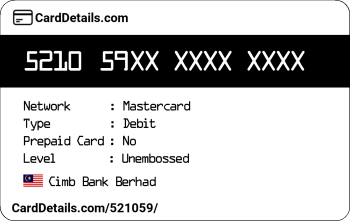 Card Details: 521059