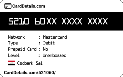 Card Details: 521060
