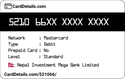 Card Details: 521066